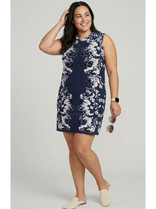 Tuckernuck Dresses & Skirts - TUCKERNUCK Marie Sleeveless Sweater Dress Navy/Ivory Floral Women XXL
